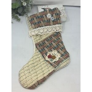 Christmas Stocking Antique Quilt Patchwork Handmade Vintage Country Holidays